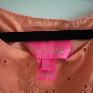 Lilly Pulitzer Peach Quarter Sleeve Eyelet Dress